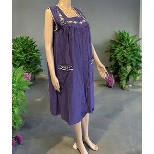 VTG Anthony Richards Mumu House Dress Size Large Sleeveless Floral Lounge Granny